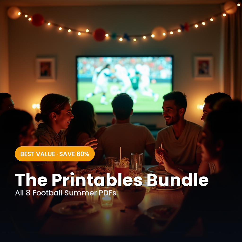 The Printables Bundle — All 8 Football Summer PDFs — Football Summer 2026 printable cover