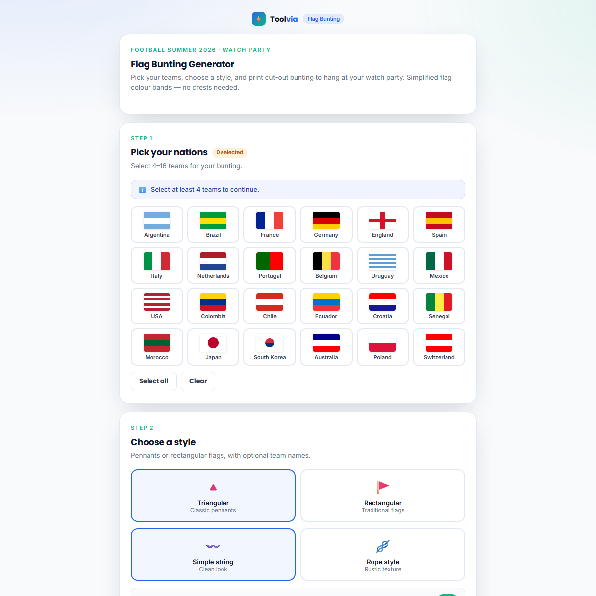 Football Flag Bunting Generator