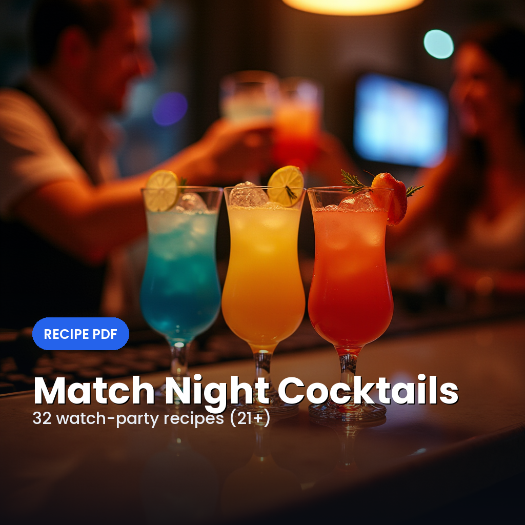 Match Night Cocktails — 32 Watch-Party Recipes (21+) — Football Summer 2026 printable cover
