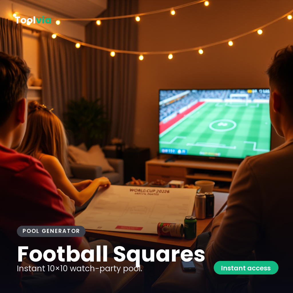 Football Squares 10×10 Pool Generator — squares pool generator — Football Summer 2026