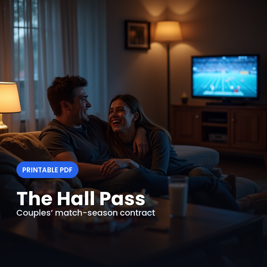 The Football Summer Hall Pass — Couples' Match-Season Contract — Football Summer 2026 printable cover