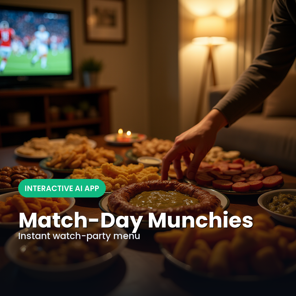 AI Match-Day Munchies — Instant Watch-Party Menu — Football Summer 2026 interactive AI app